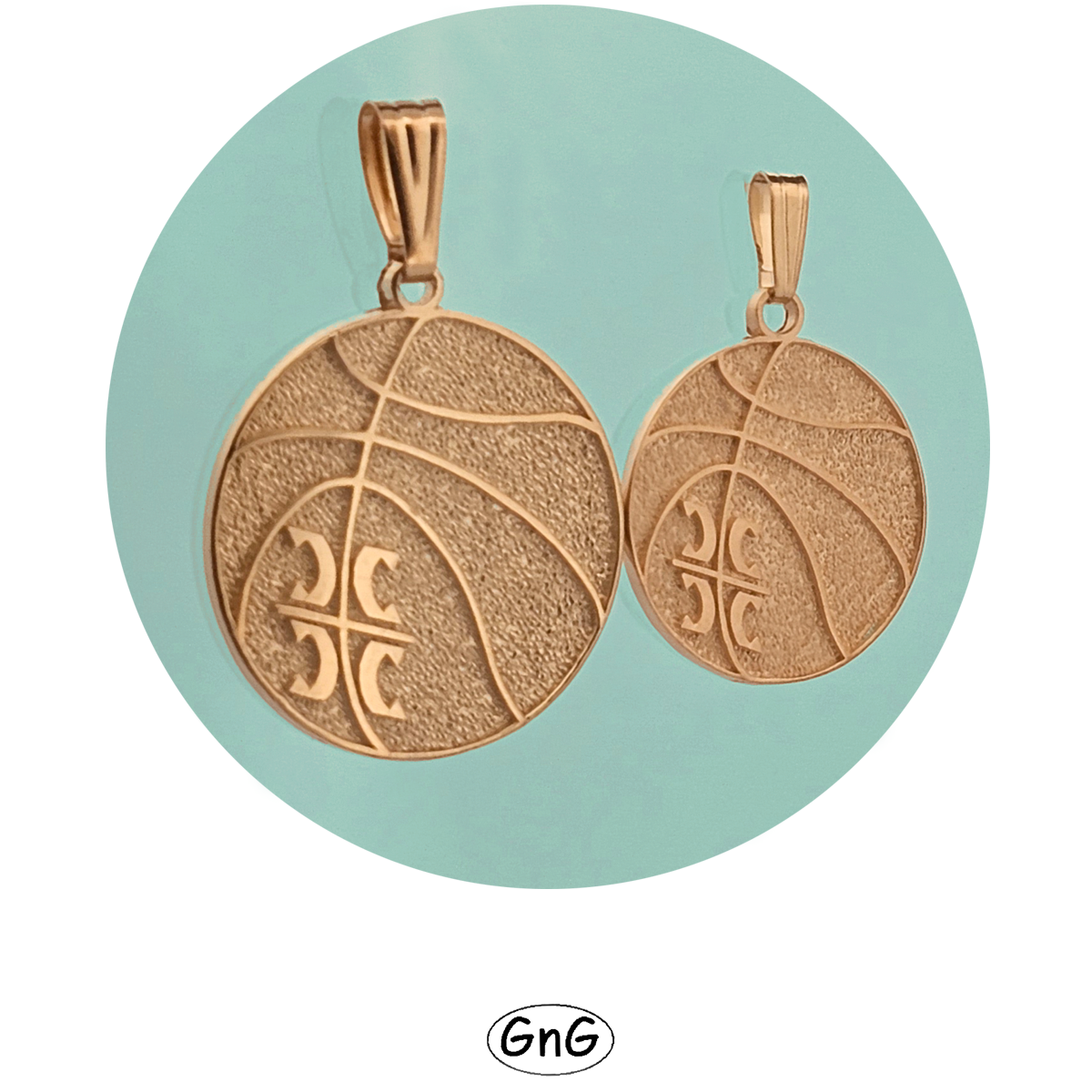 GE48, Gold Serbian Pendant, Basket Ball, GnG Design