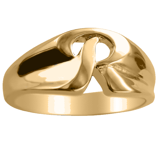 IR0101, Gold Initial Ring, Single Initial