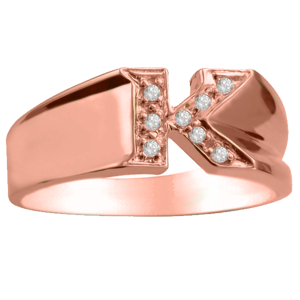 IR0103, Gold Initial Ring, Single Initial, Gemstones