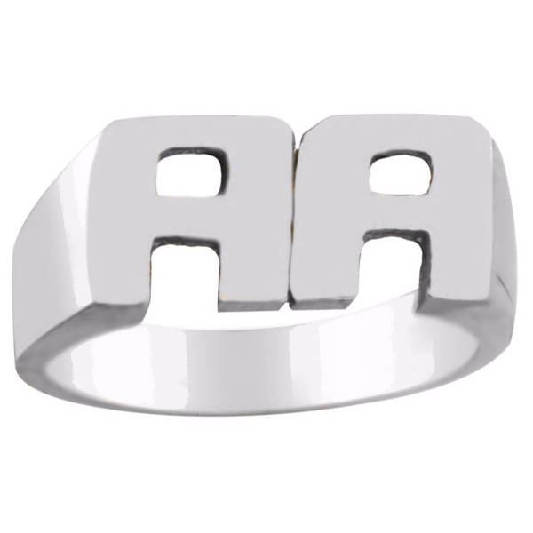 IR0104, Gold Initial Ring, Double Initial