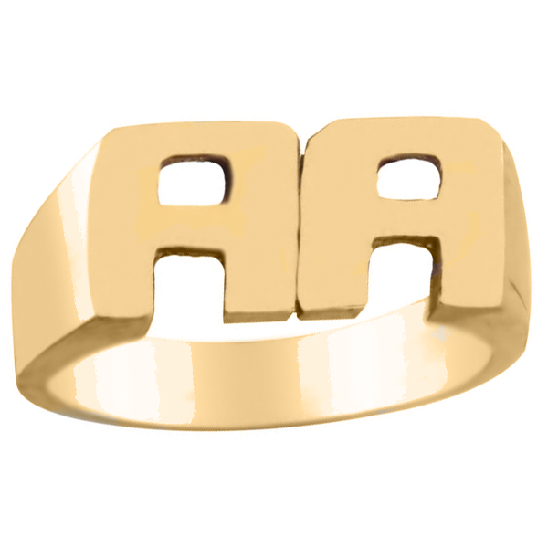 IR0104, Gold Initial Ring, Double Initial
