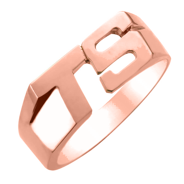 IR0107, Gold Initial Ring, Double Initials