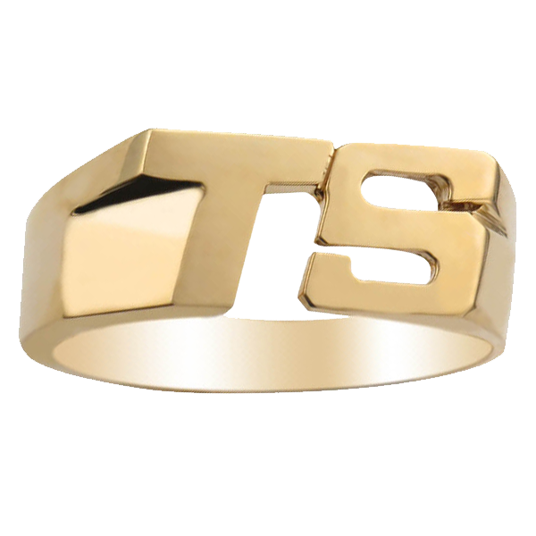 IR0107, Gold Initial Ring, Double Initials