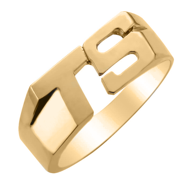 IR0107, Gold Initial Ring, Double Initials