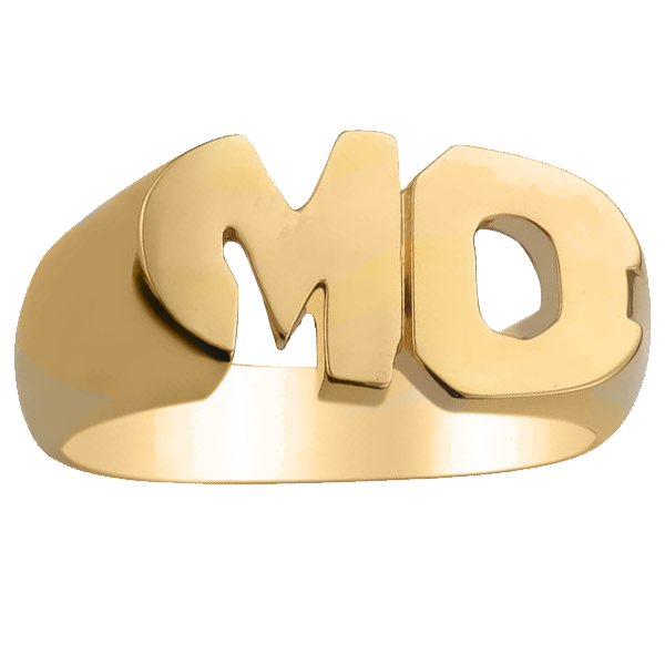 IR0109, Gold Initial Ring, Double Initials