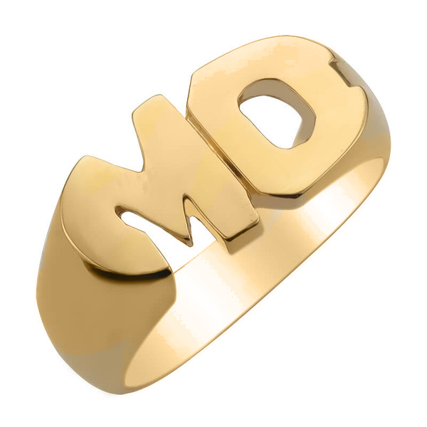 IR0109, Gold Initial Ring, Double Initials