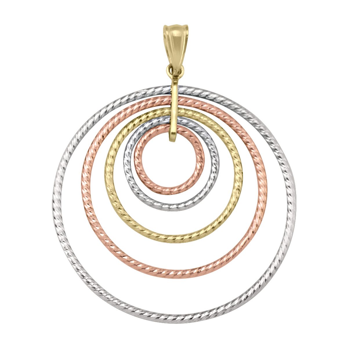 P0109, Gold Pendant, Fancy Round Rings