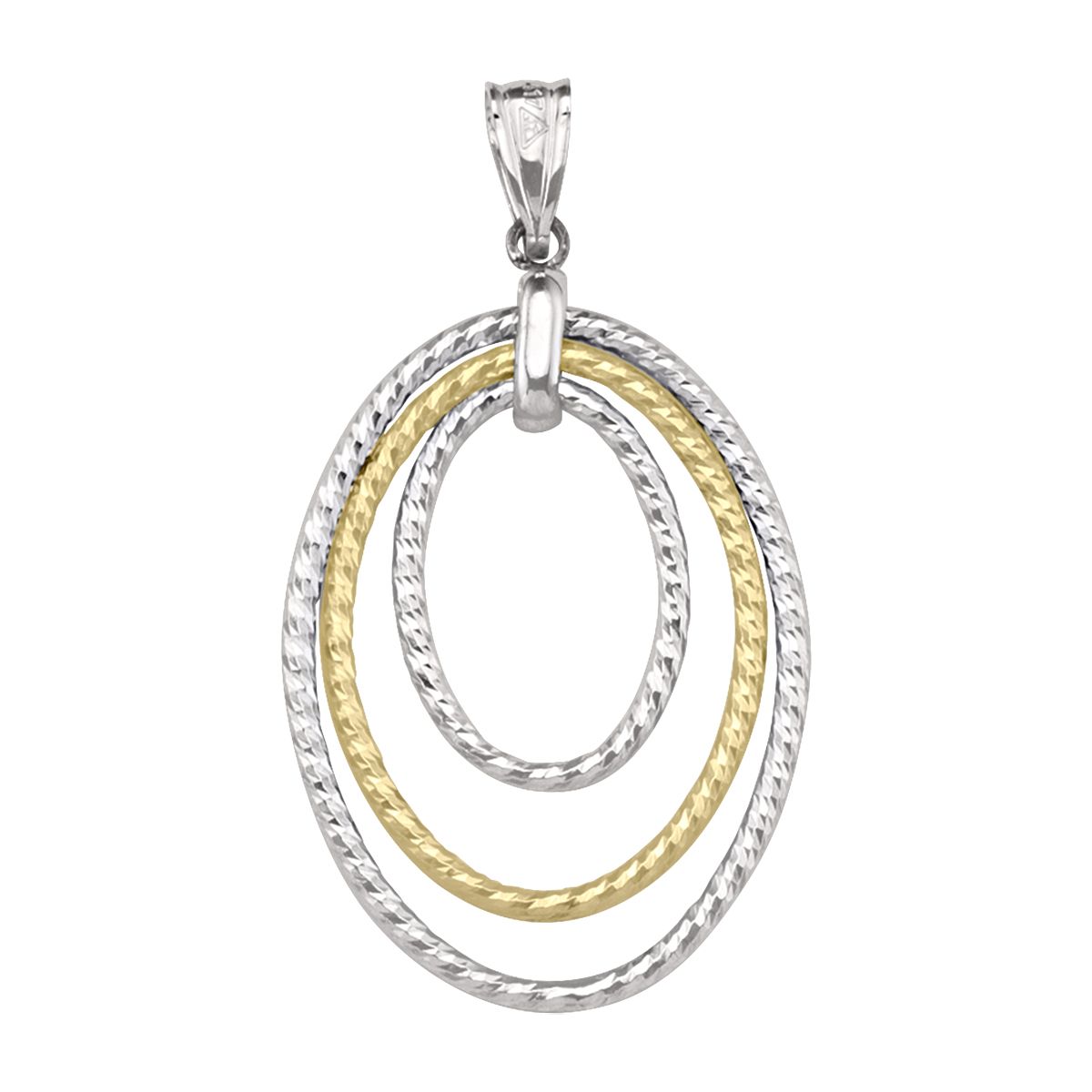 P0113, Gold Pendant, Fancy Oval Rings