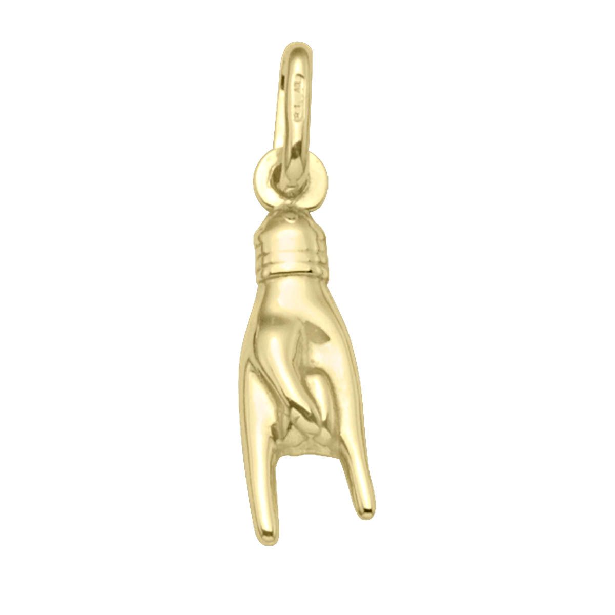 P0207, Gold Pendant, Hand, Mano Cornuto