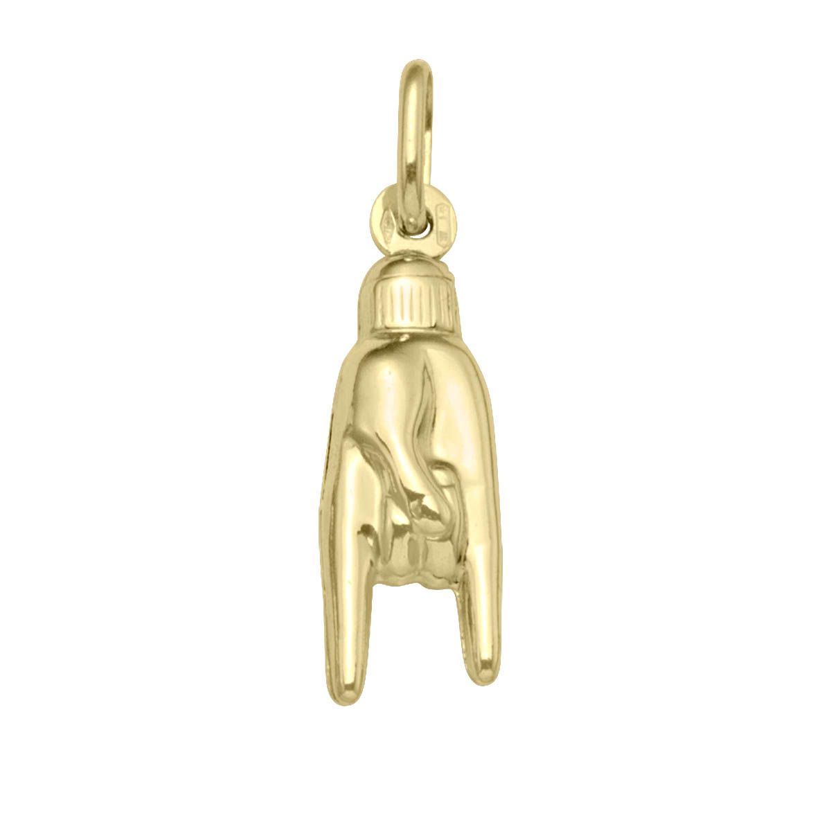 P0207, Gold Pendant, Hand, Mano Cornuto