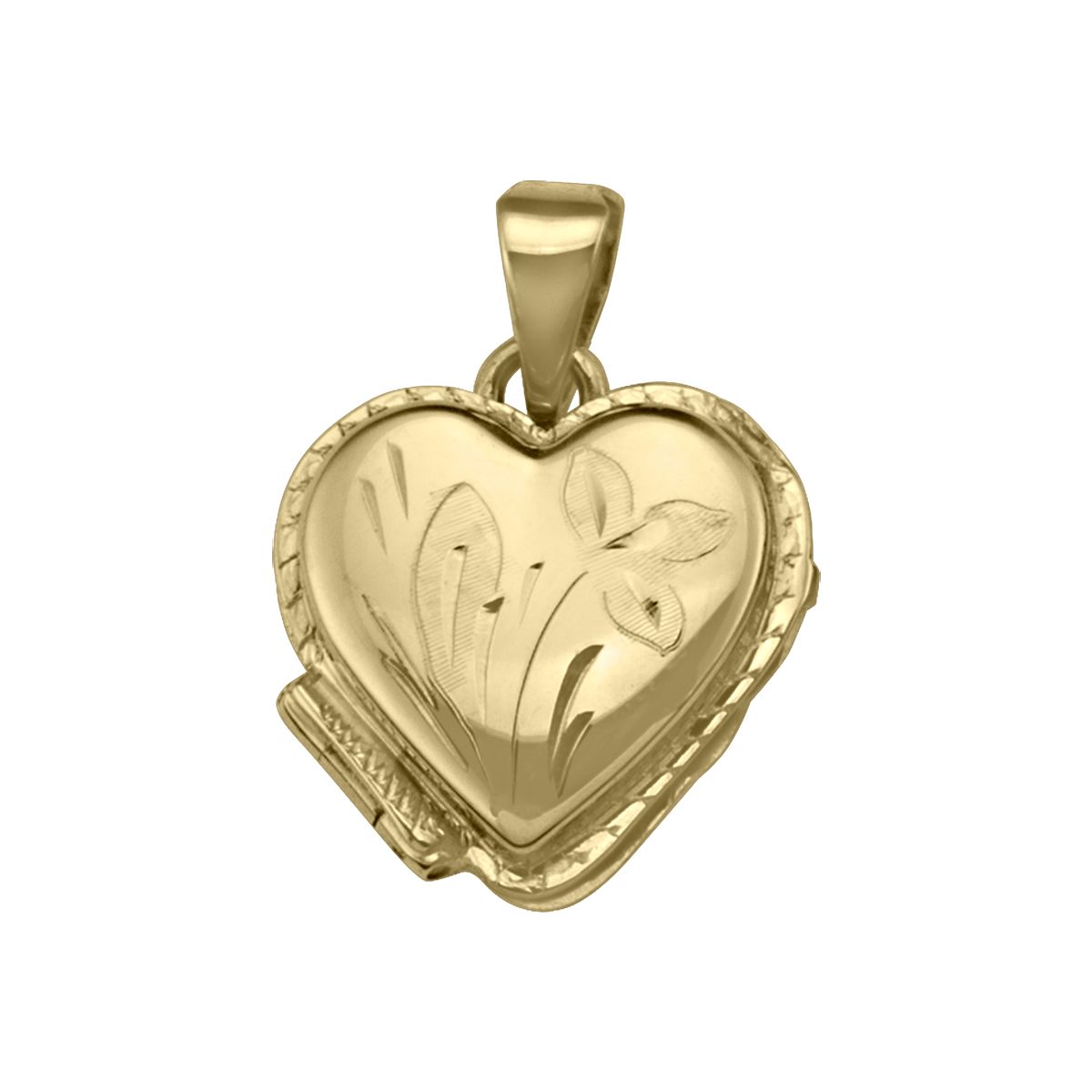 PL0102, Gold Locket, Heart Shape, Floral