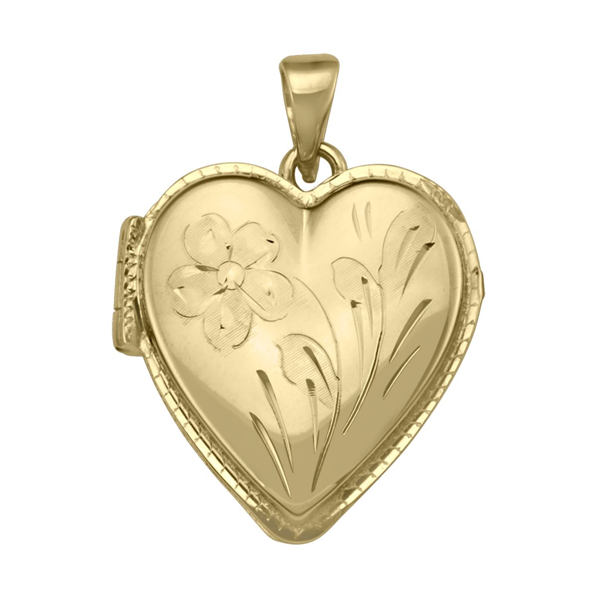 PL0102, Gold Locket, Heart Shape, Floral