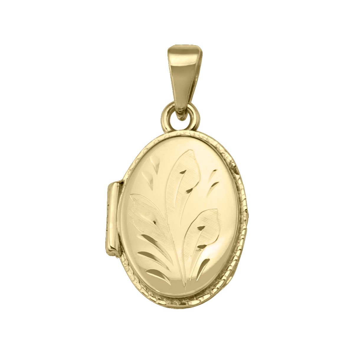 PL0103, Gold Locket, Oval Shape, Floral