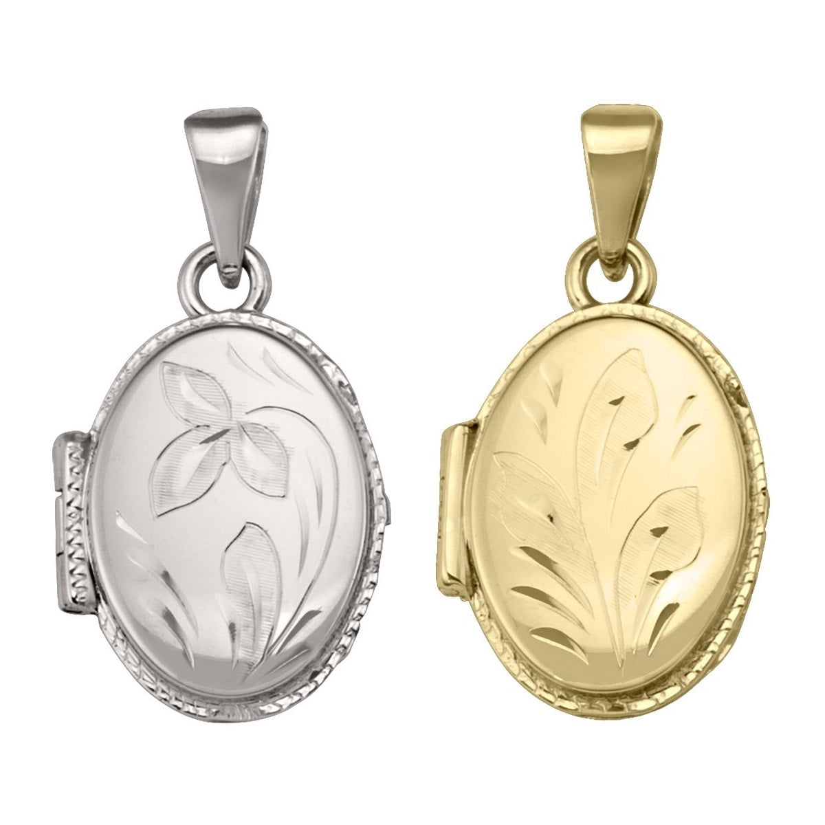 PL0103, Gold Locket, Oval Shape, Floral
