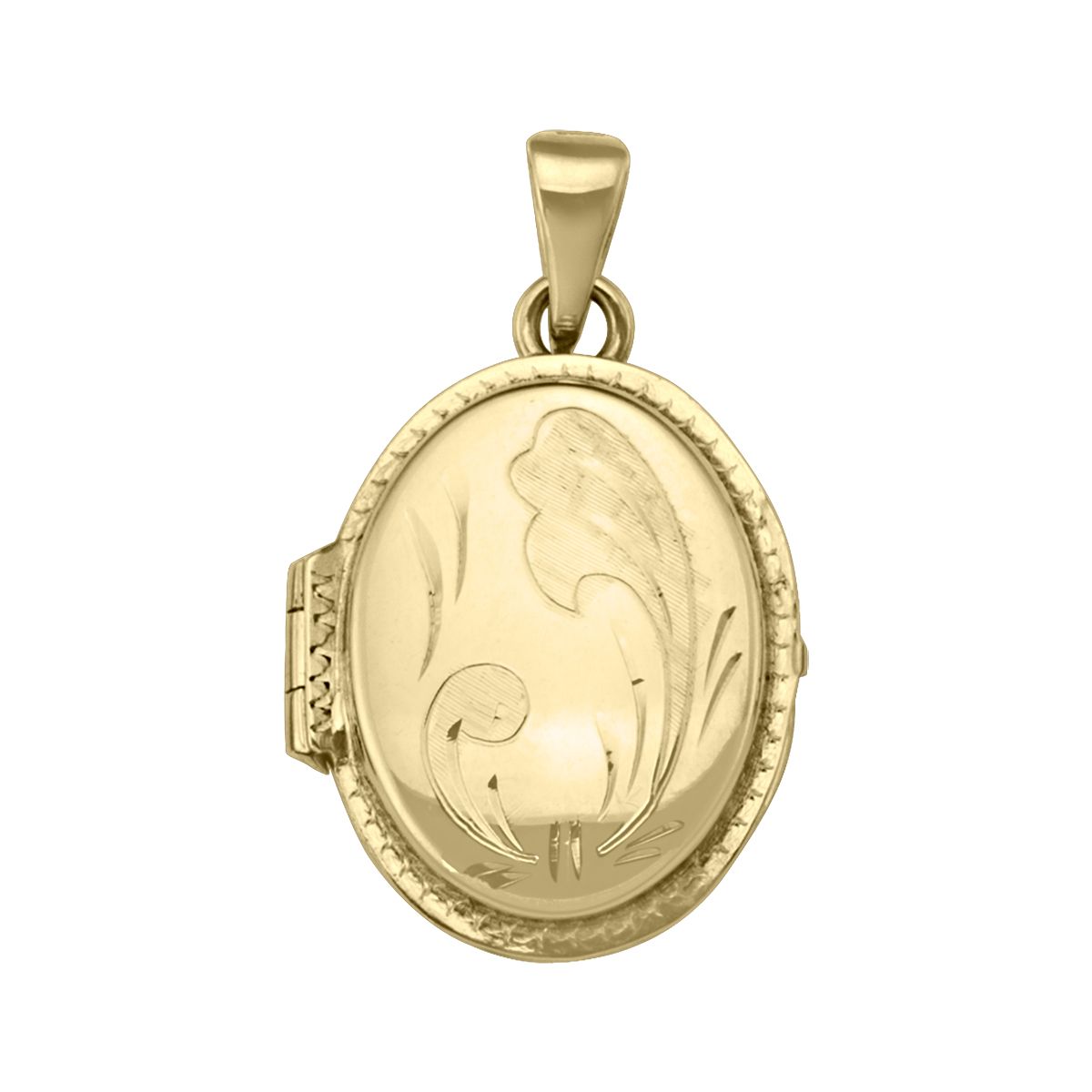 PL0103, Gold Locket, Oval Shape, Floral