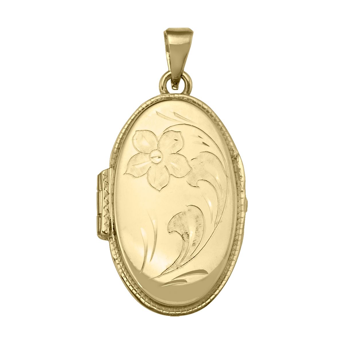 PL0103, Gold Locket, Oval Shape, Floral