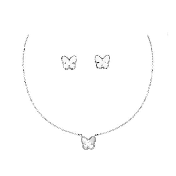 PN1514, Gold Necklace, Butterfly, Mother of Pearl