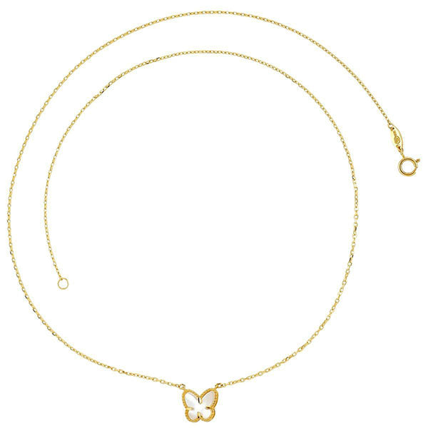 PN1514, Gold Necklace, Butterfly, Mother of Pearl