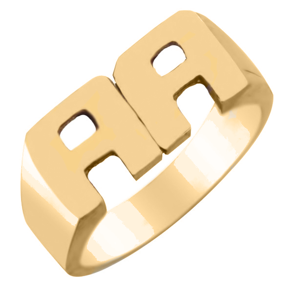 IR0104, Gold Initial Ring, Double Initial