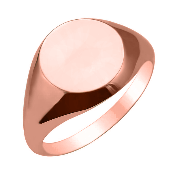 SR0102, Gold Signet Ring, Round Flat Top, Solid