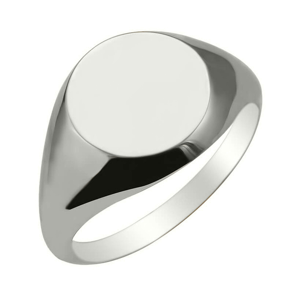 SR0102, Gold Signet Ring, Round Flat Top, Solid