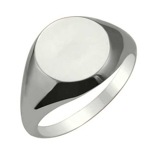 SR0102, Gold Signet Ring, Round Flat Top, Hollow