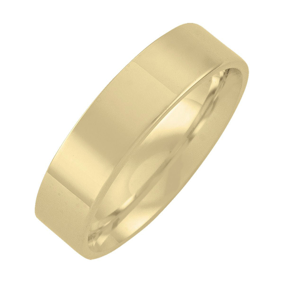 WB0105B, Gold Wedding Band, Flat Top, Inside Comfort Fit