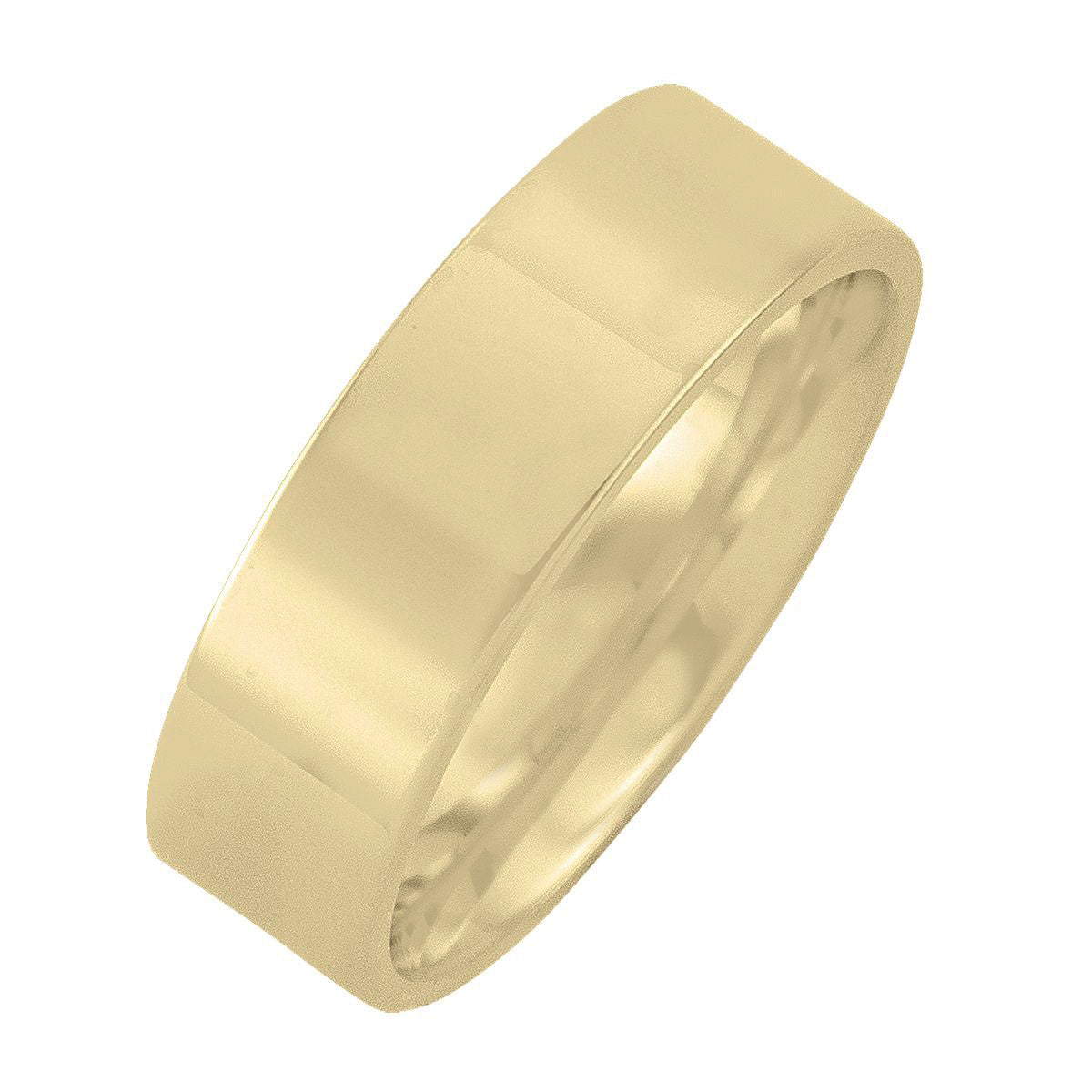 WB0106B, Gold Wedding Band, 6 mm, Flat Top, Inside Comfort Fit