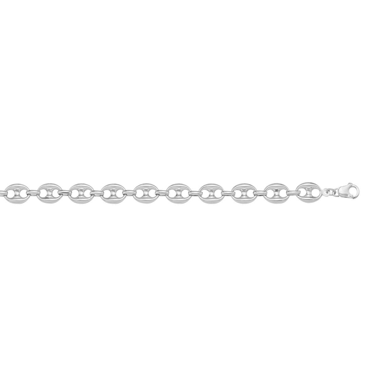 CANC03, Gold Bracelet, Hollow Puffed Anchor, White Gold