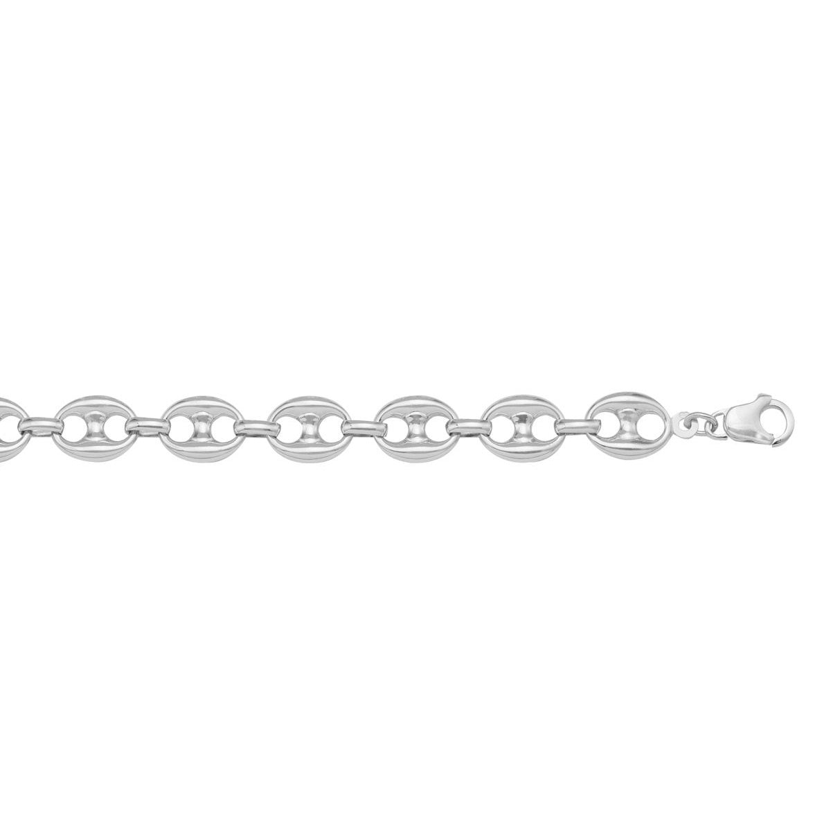 CANC03, Gold Bracelet, Hollow Puffed Anchor, White Gold