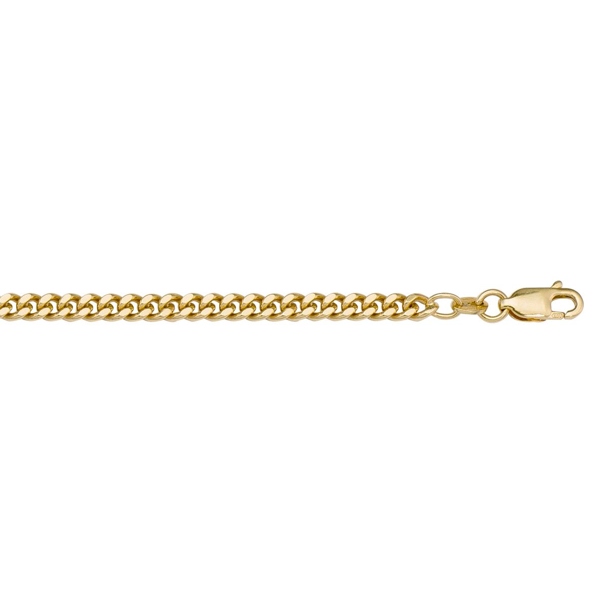 CCRB01, Gold Chain, Curb, Yellow Gold, 2.0 to 3.5 mm