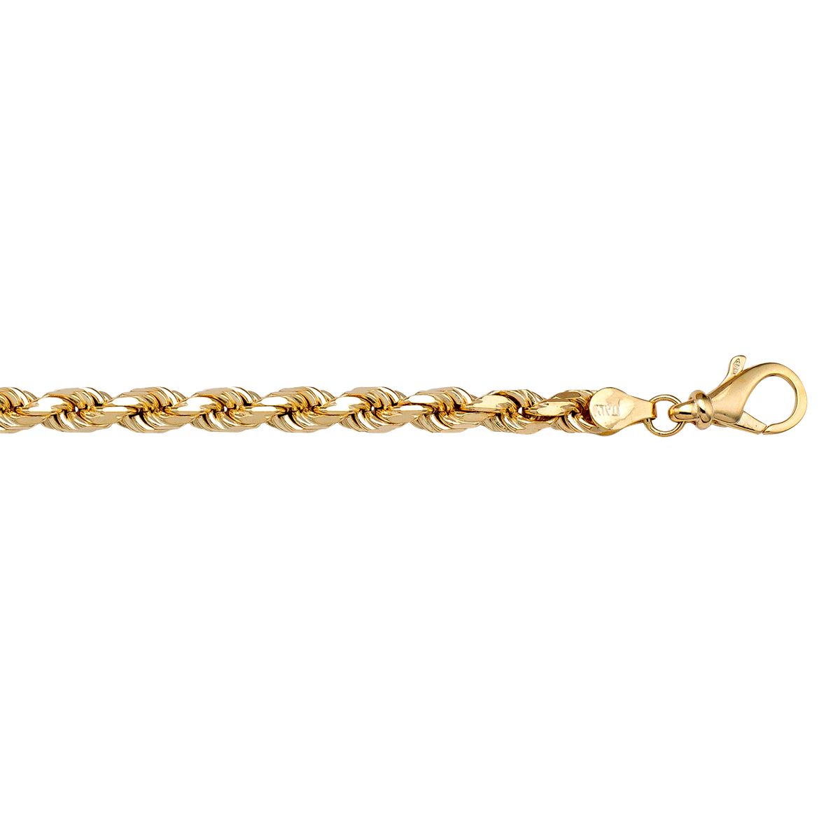 CROP02, Gold Chain, Diamond Cut Rope, Yellow Gold, 3.3 to 5.0 mm