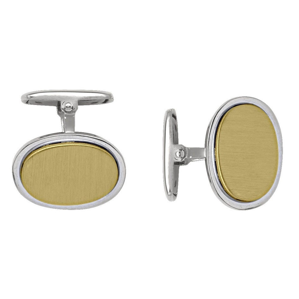 CUF0104, Gold Cufflinks, Oval, Engravable