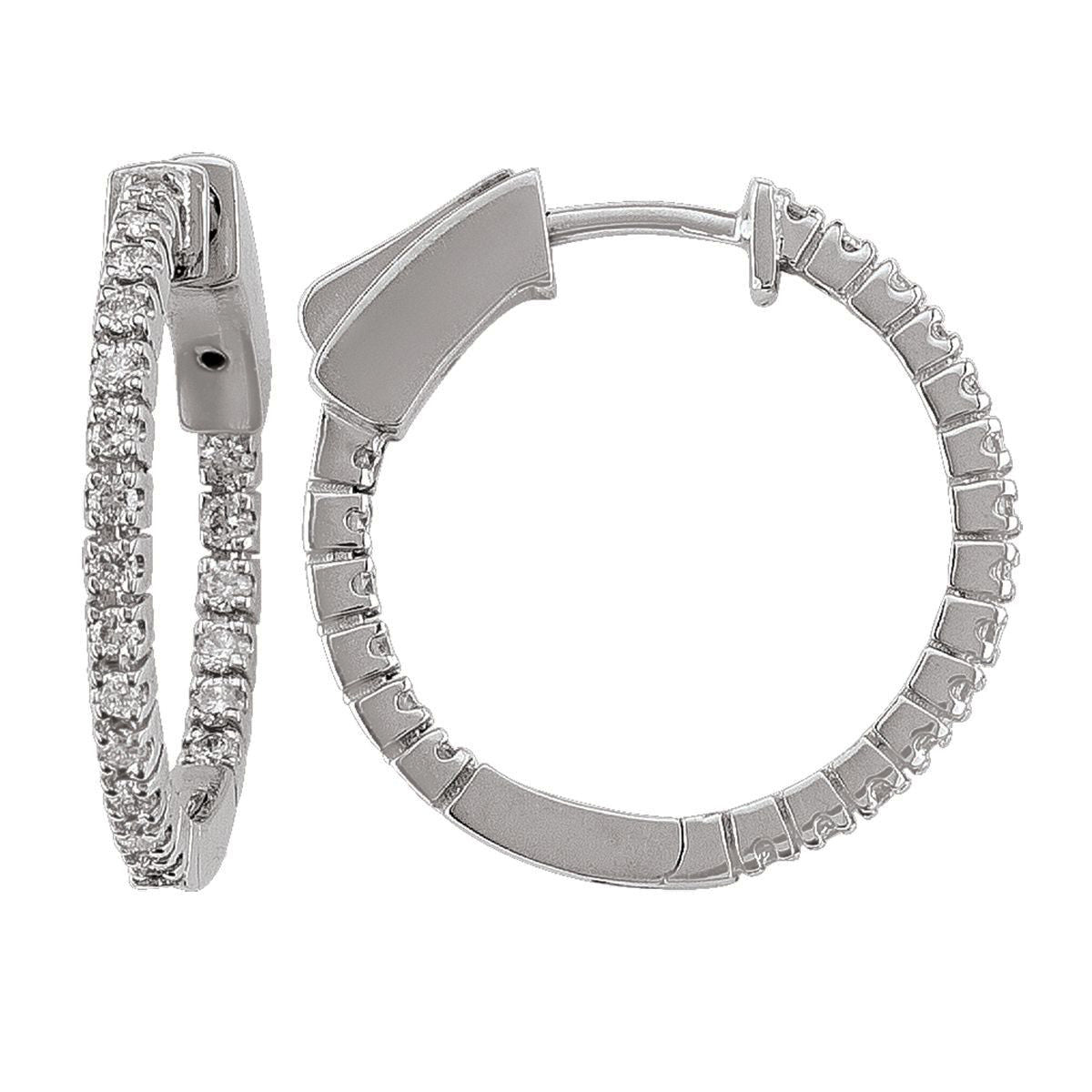 DCH0111, Gold Diamond Earrings, Hoops, Inside-Outside