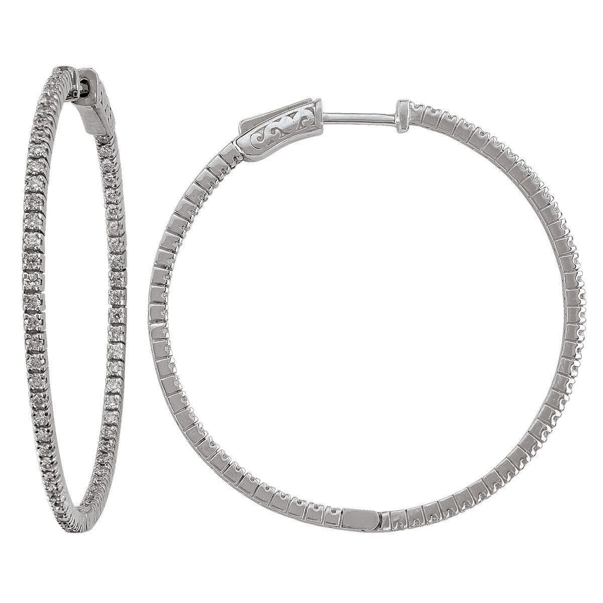 DCH0111, Gold Diamond Earrings, Hoops, Inside-Outside