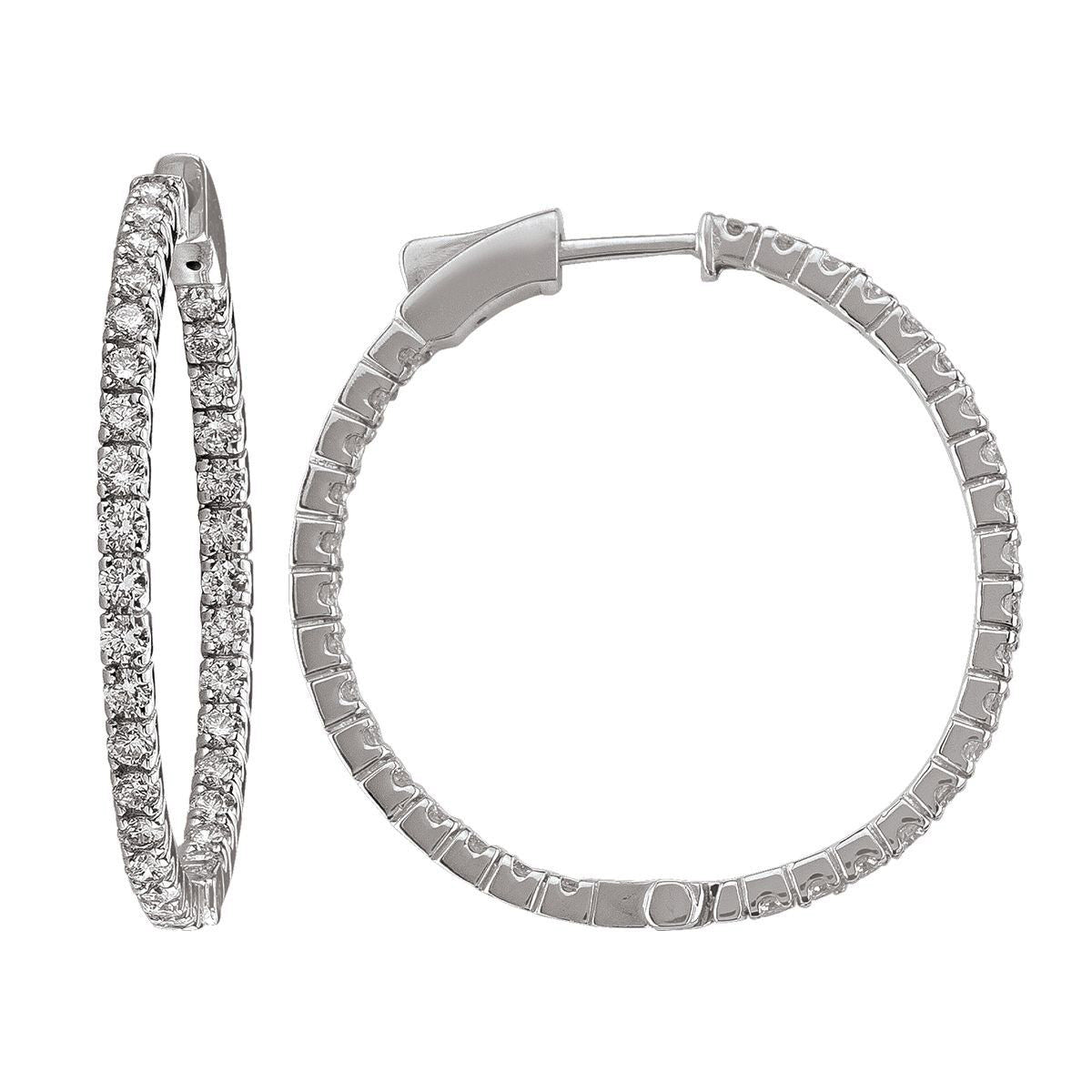 DCH0112, Gold Diamond Earrings, Hoops, Inside-Outside