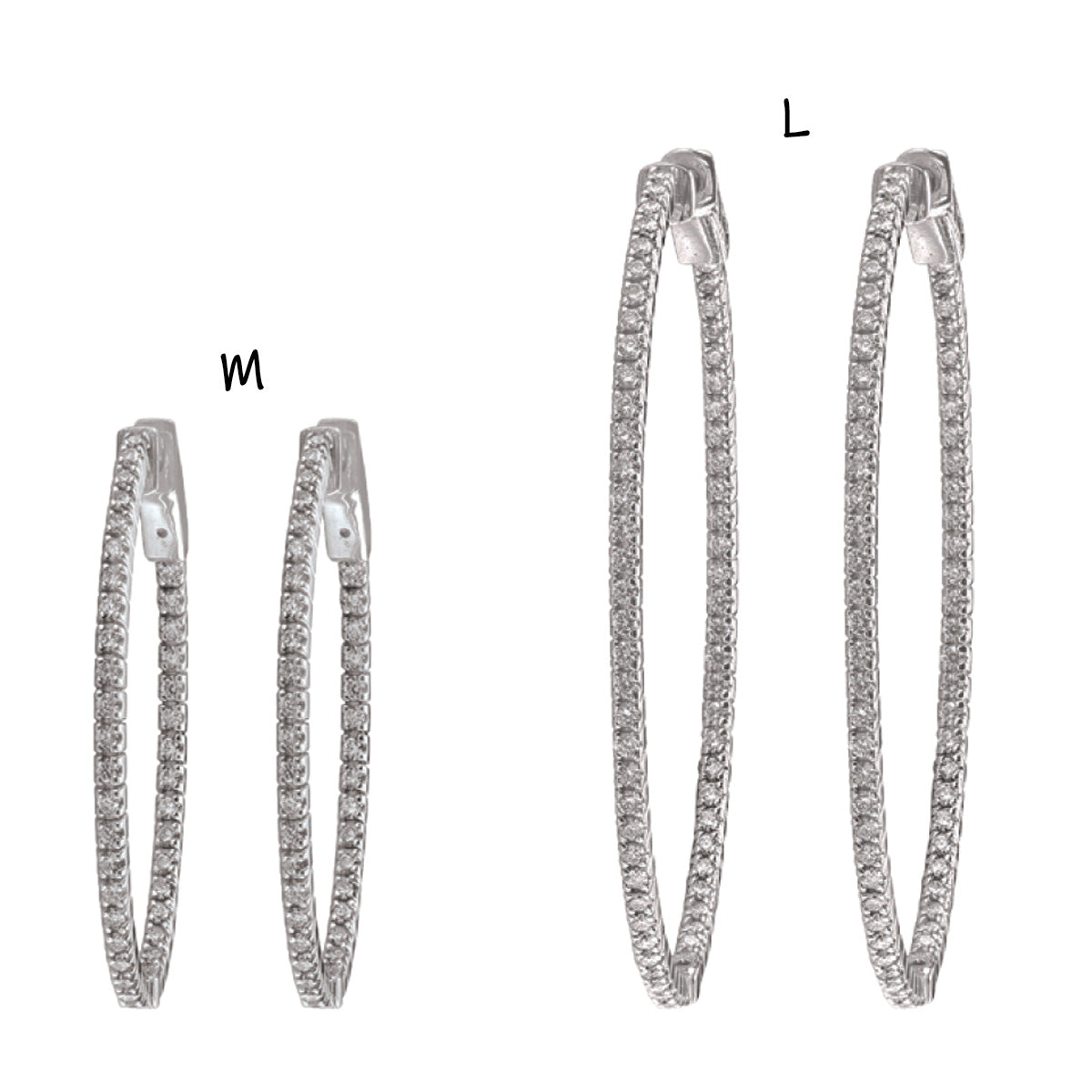 DCH0113, Gold Diamond Earrings, Hoops, Inside-Outside