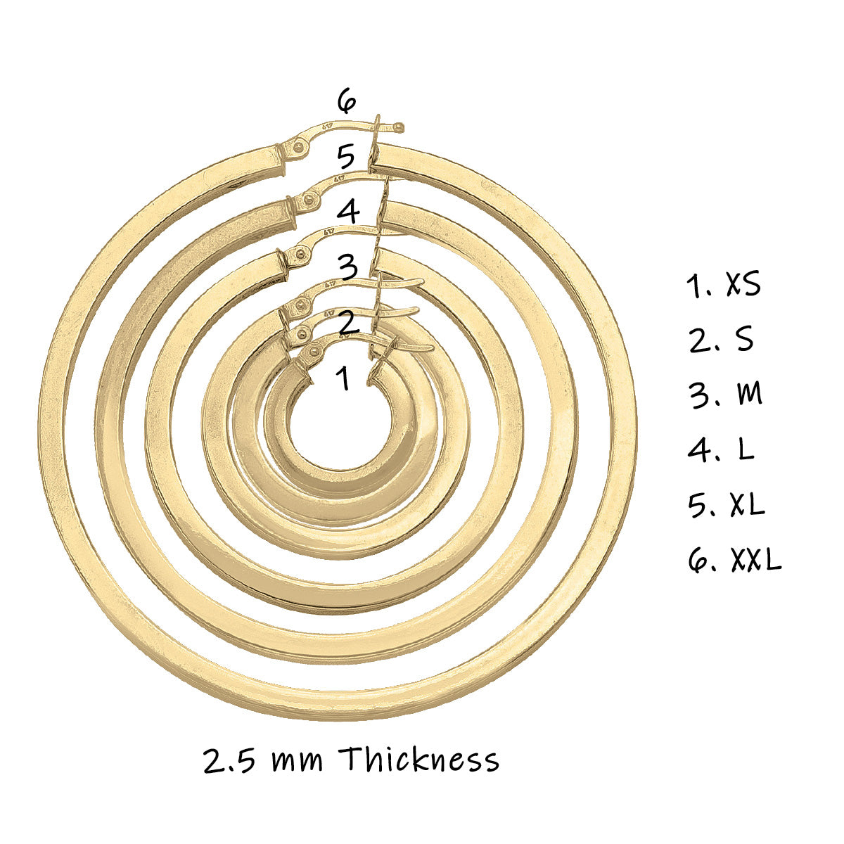 EH0102, Gold Earrings, Hoops, 2.5 mm Tubing