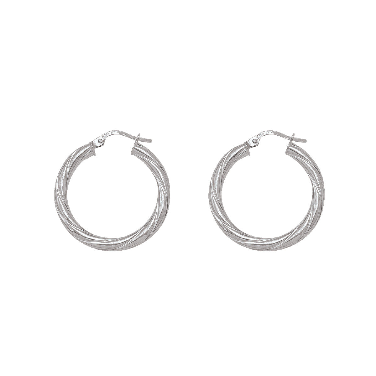 EH0104,  Gold Earrings, Hoops, 3 mm Twisted Tubing