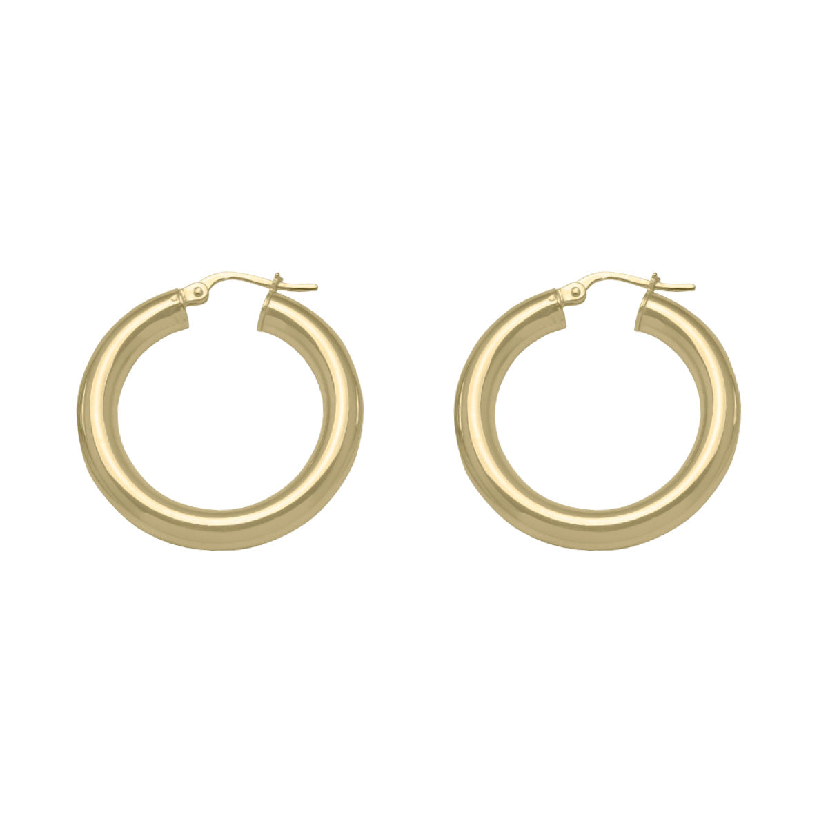 EH0201,  Gold Earrings, Hoops, 4 mm Tubing