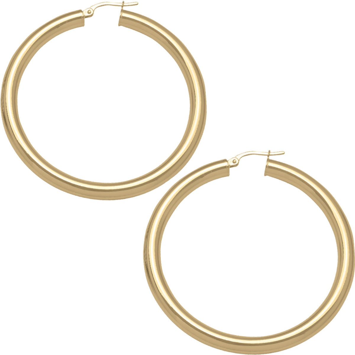 EH0201,  Gold Earrings, Hoops, 4 mm Tubing