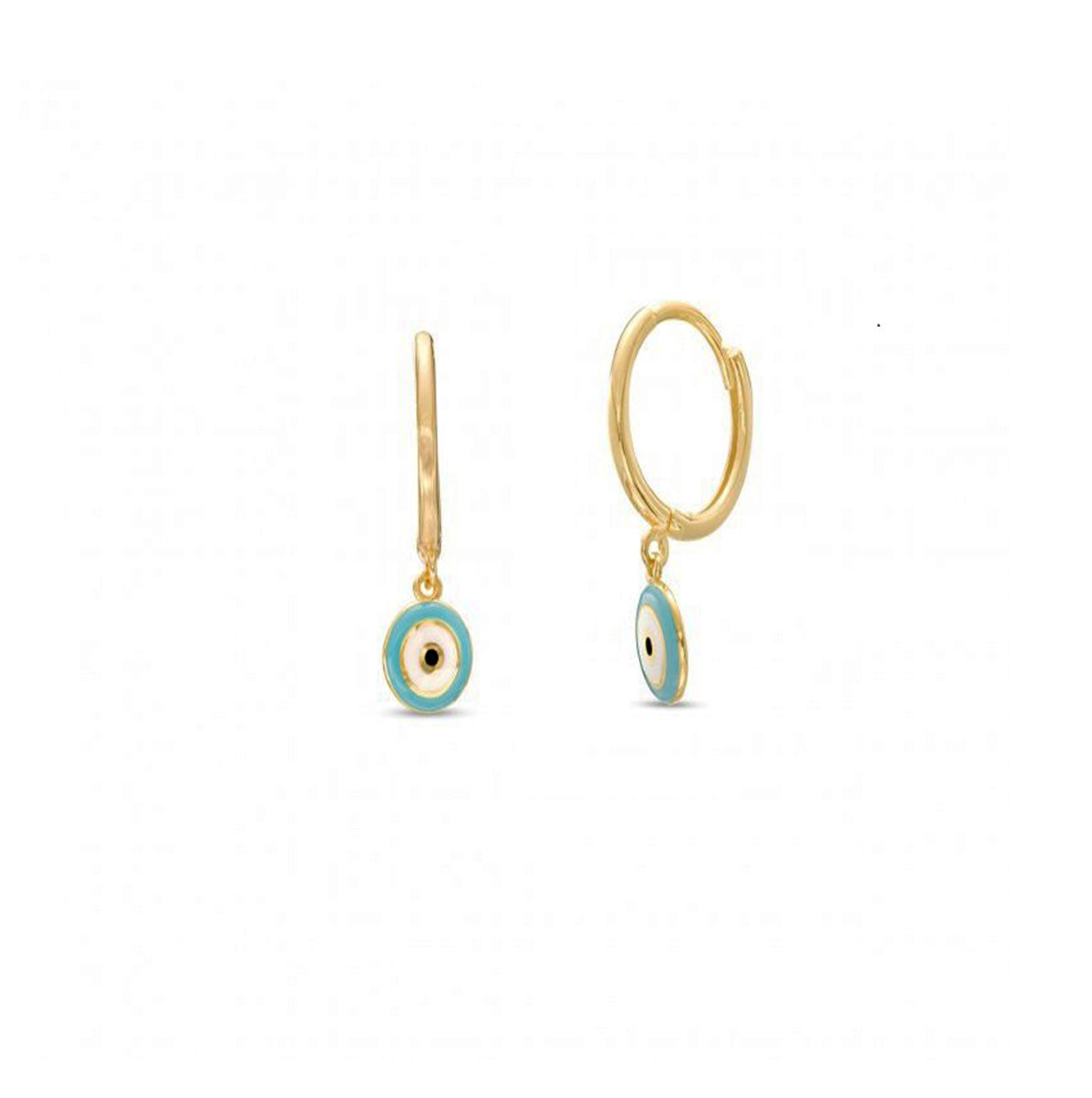 EHG0206, Gold Earrings, Huggies, Evil Eye, Enamel