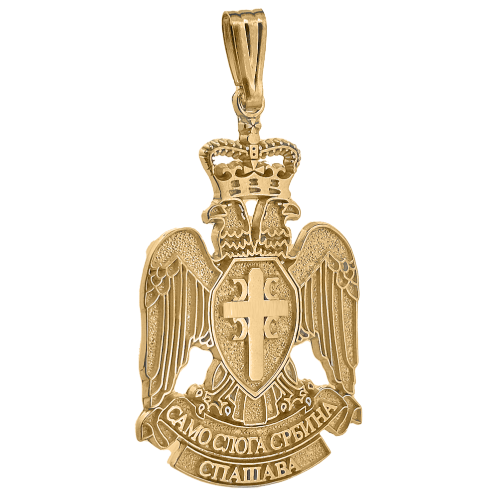 GE07, Gold Serbian Eagle Pendant, 4C, GnG Design