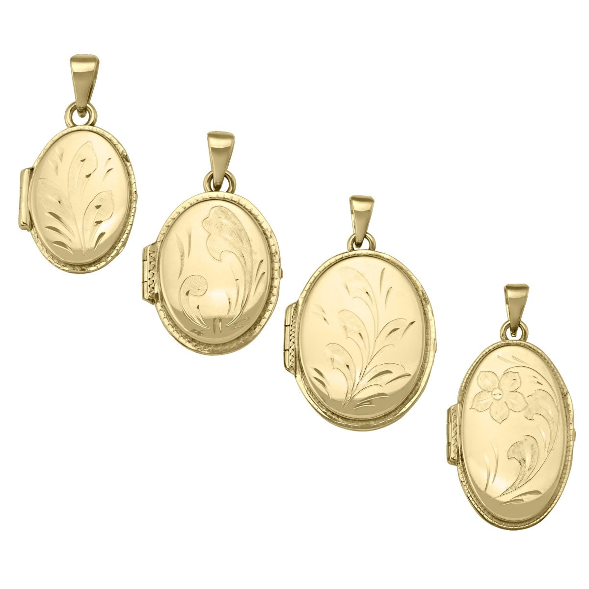 PL0103, Gold Locket, Oval Shape, Floral