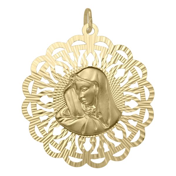 PMA0210, Gold Pendant, Madonna & Jesus
